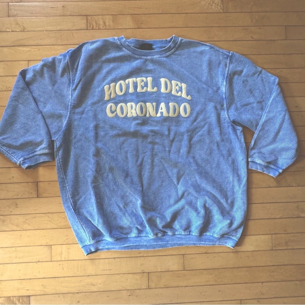 Hotel Del Coronado 2XL women plus blue stripe sweatshirt cotton San Diego NEW